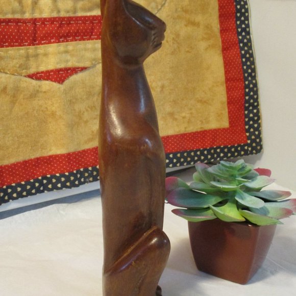 Vintage Mid-Century MCM Wood Siamese Cat Sculpture Figure Figurine - Picture 5 of 9